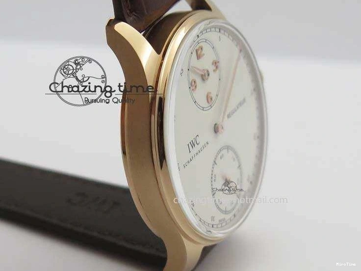 MIROTIME 0513 GoAnywhere Portuguese IW5444 RG White Dial RG Numbers On Brown Leather Strap A 7253